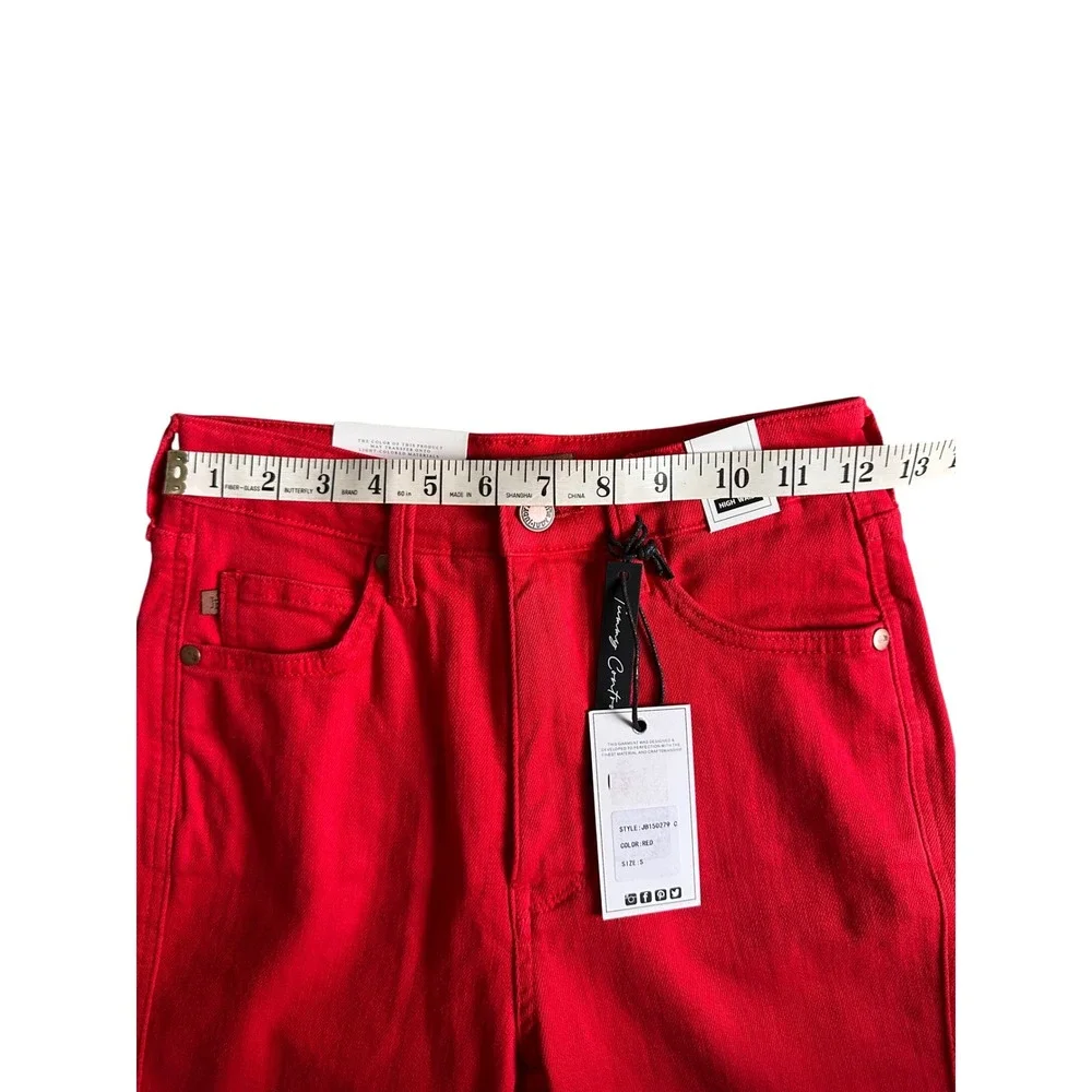 NWT Judy Blue Garment Dyed Red Bermuda Shorts Womens‎ S Tummy Control High Rise